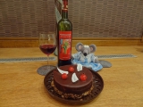 vin arménien à la grenade et gâteau crème chocolat