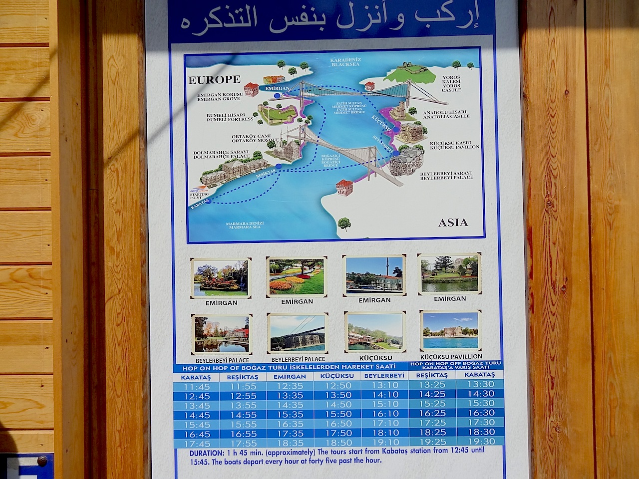 Parcours croisière sur le Bosphore