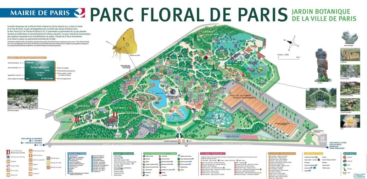 Ancien plan du parc floral de Paris