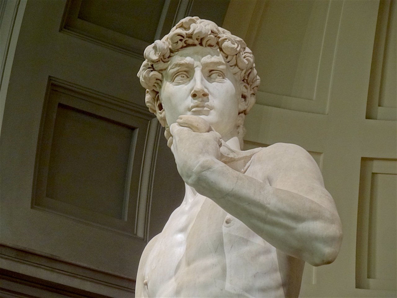 visage du David de Michel-Ange à la galerie de l'Académie à Florence