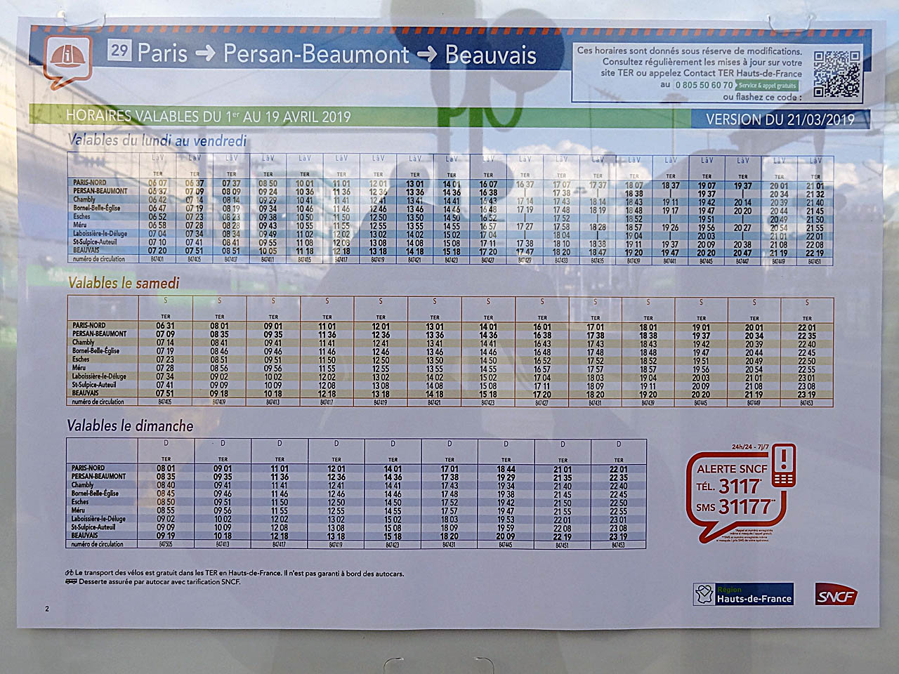 Les horaires du TER Paris - Beauvais