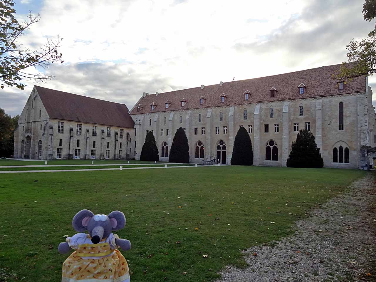 Vue d'ensemble du bâtiment des latrines et du bâtiment des moines de l'abbaye de Royaumont