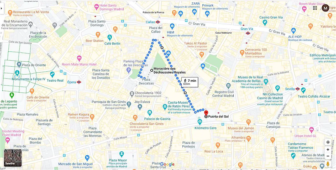 plan Puerta del Sol calle Preciados à Madrid