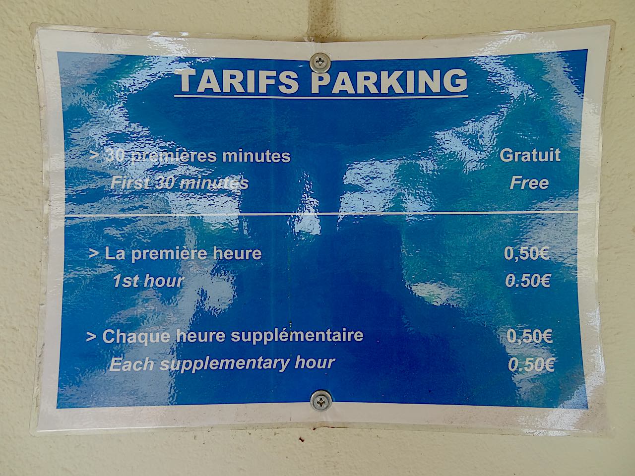 tarifs du parking de la verrerie de Biot