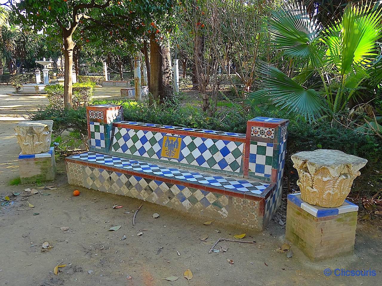 banc du jardin murillo à Séville