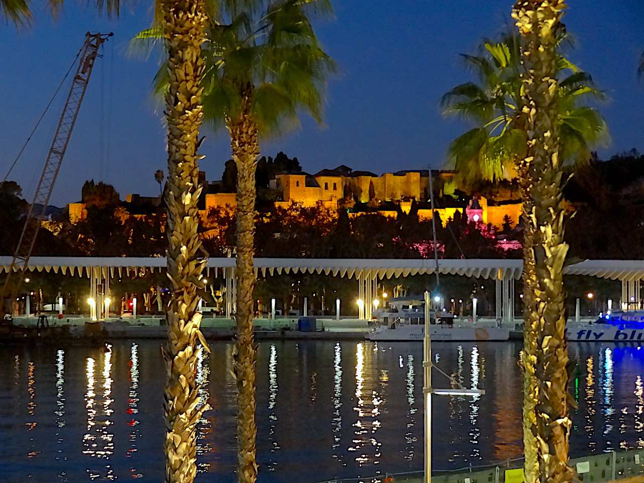 vue de Malaga de nuit depuis la port