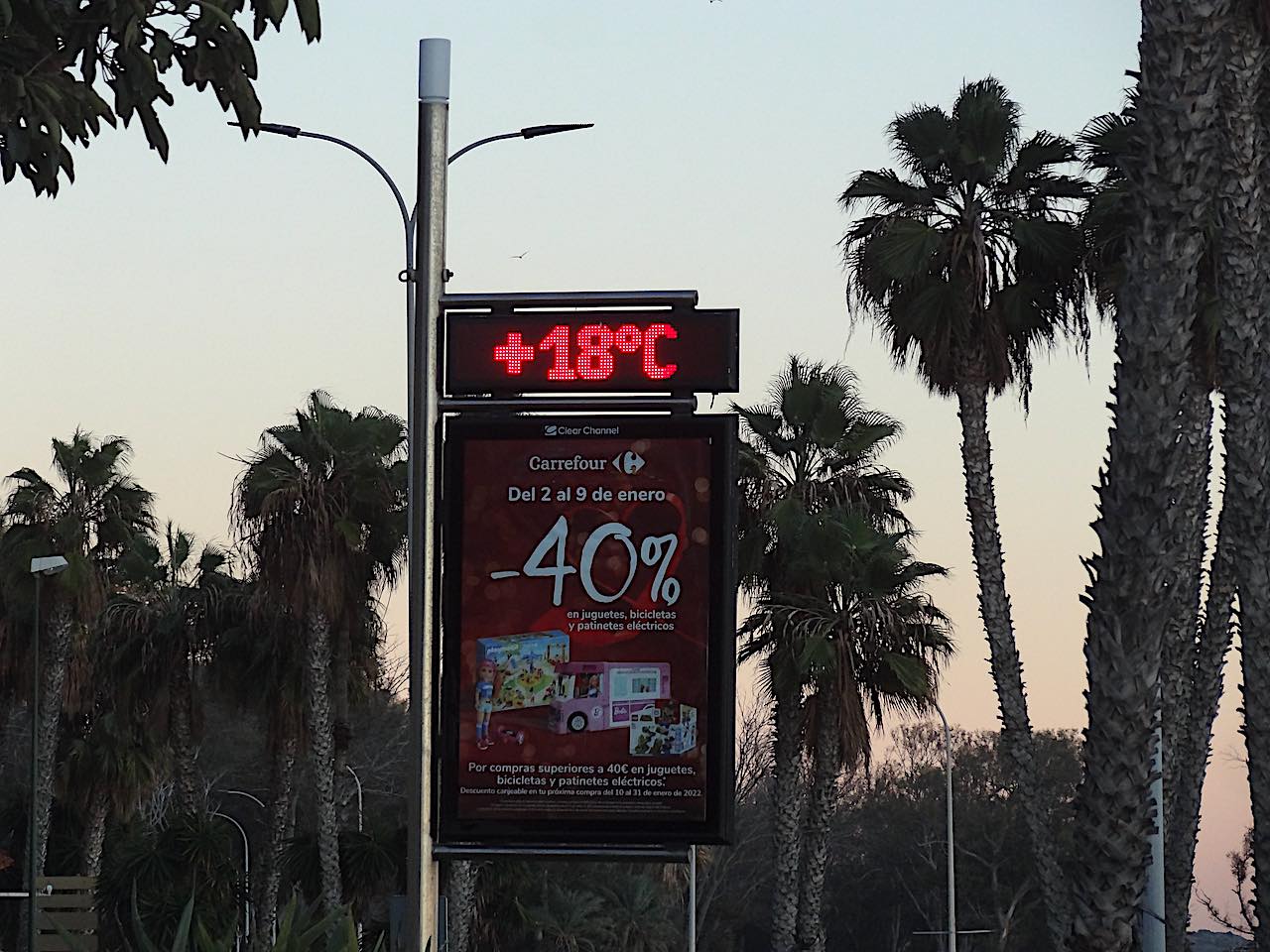 température Malaga en hiver