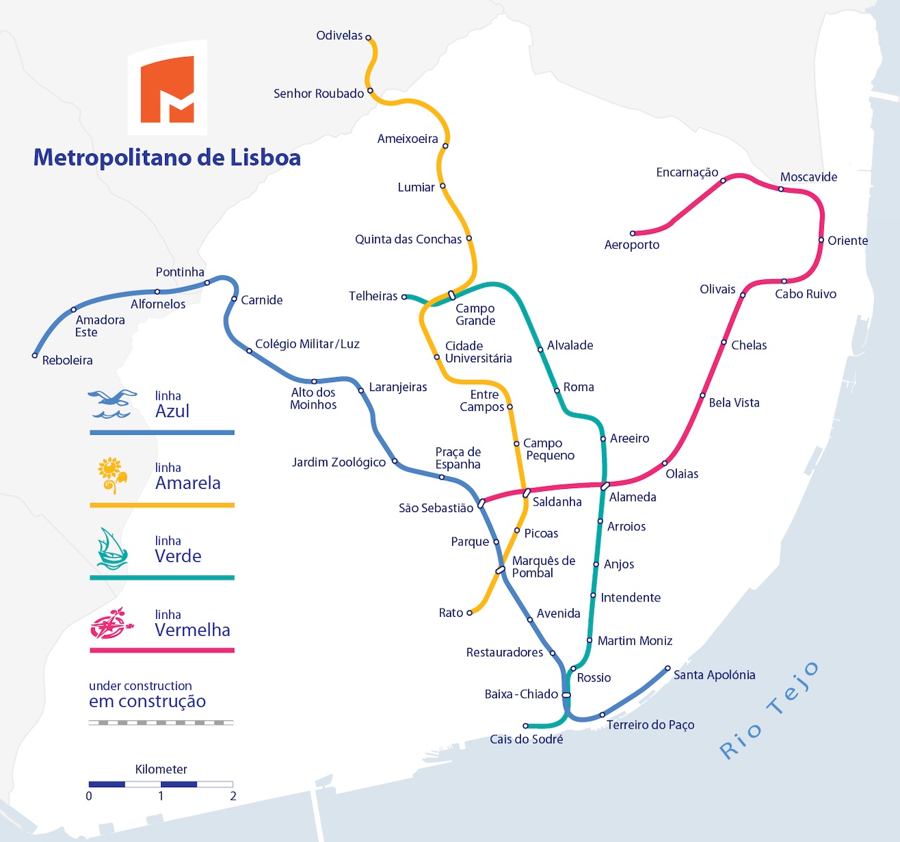 plan du métro de Lisbonne