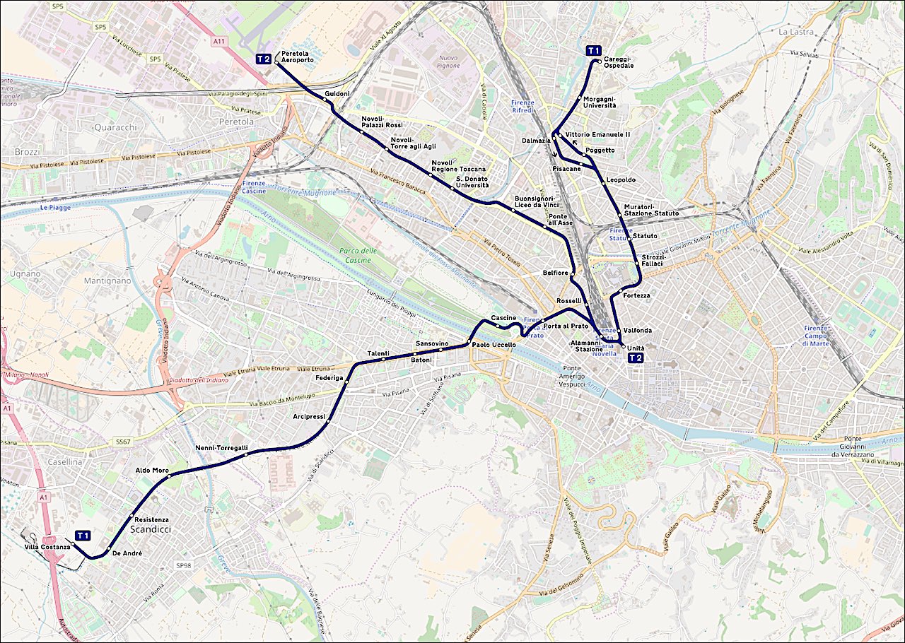 plan du tramway de Florence