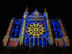 Façade du transept de la cathédrale lors de "Chartres en lumières"