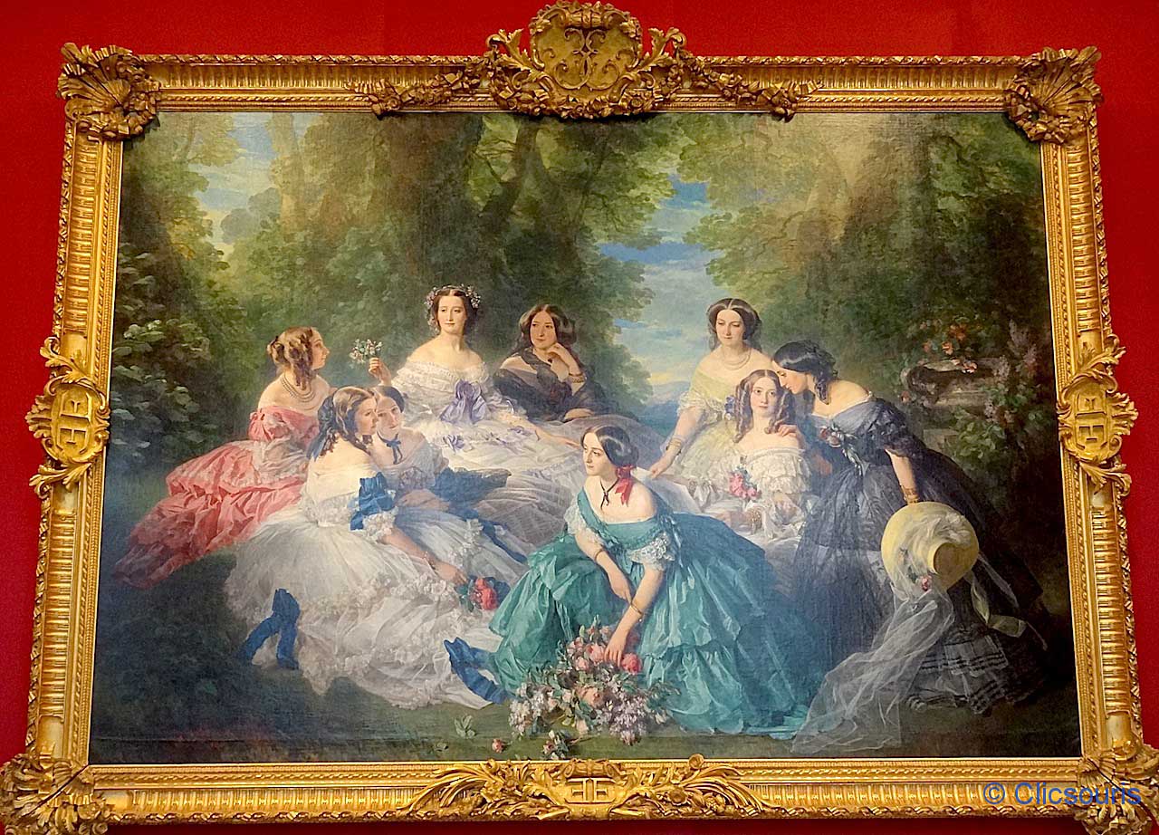 Winterhalter, l’Impératrice Eugénie entourée de ses dames d’honneur (1855), château de Compiègne