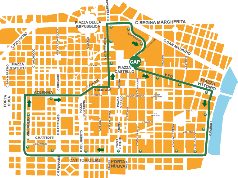 parcours de la ligne 7 à Turin