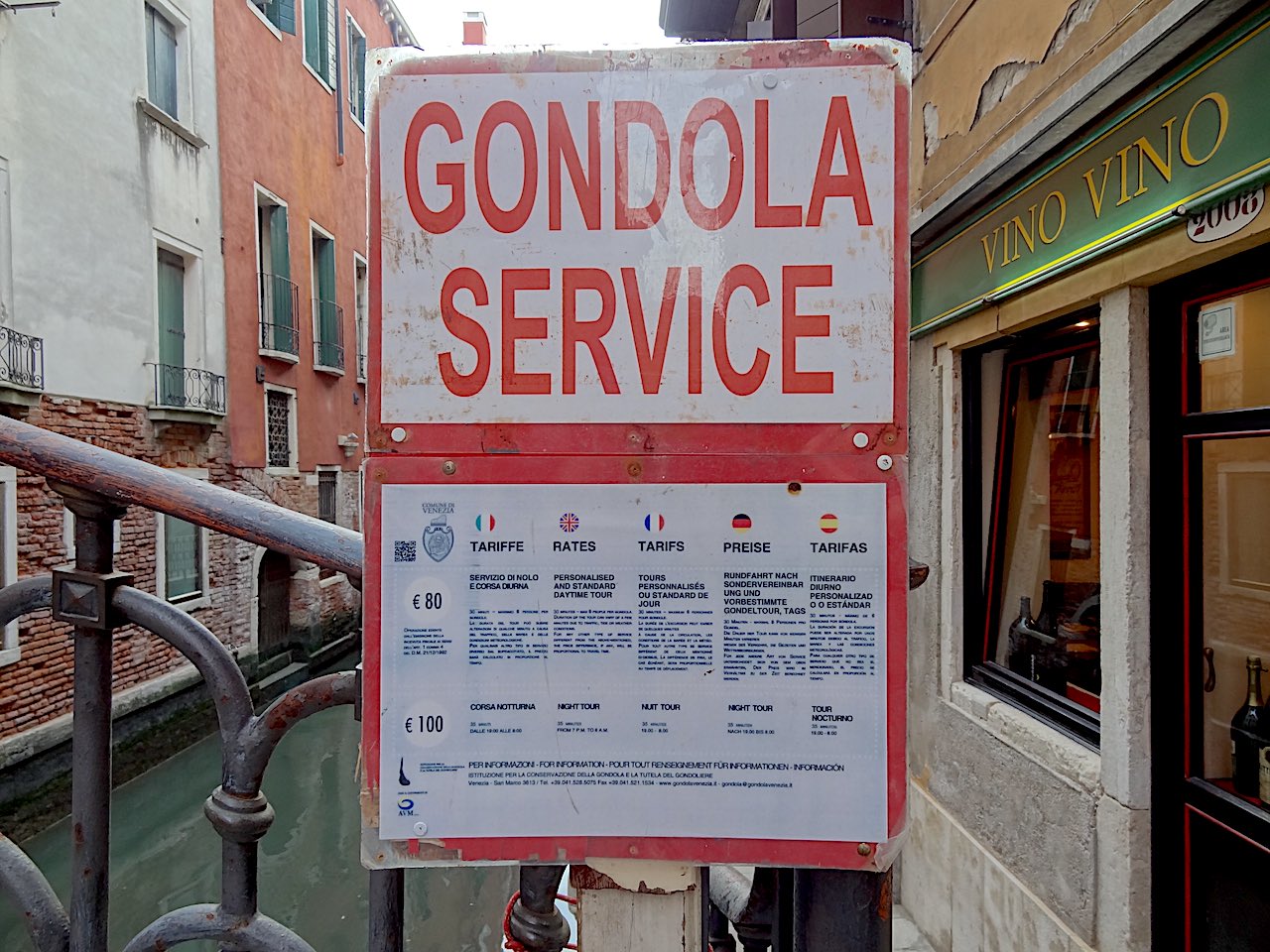 gondole à Venise tarifs