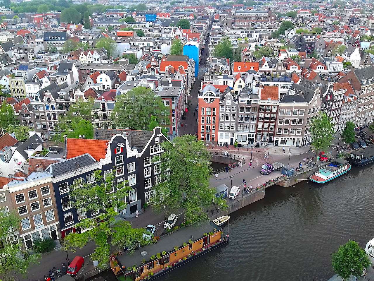 photo aérienne du quartier du Jordaan à Amsterdam