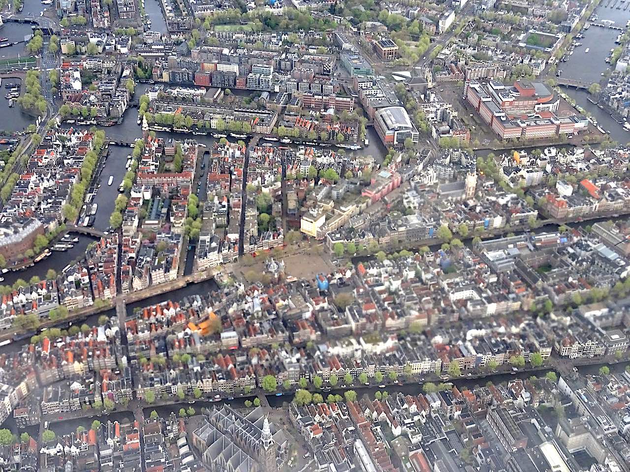 vue aérienne du centre d'Amsterdam