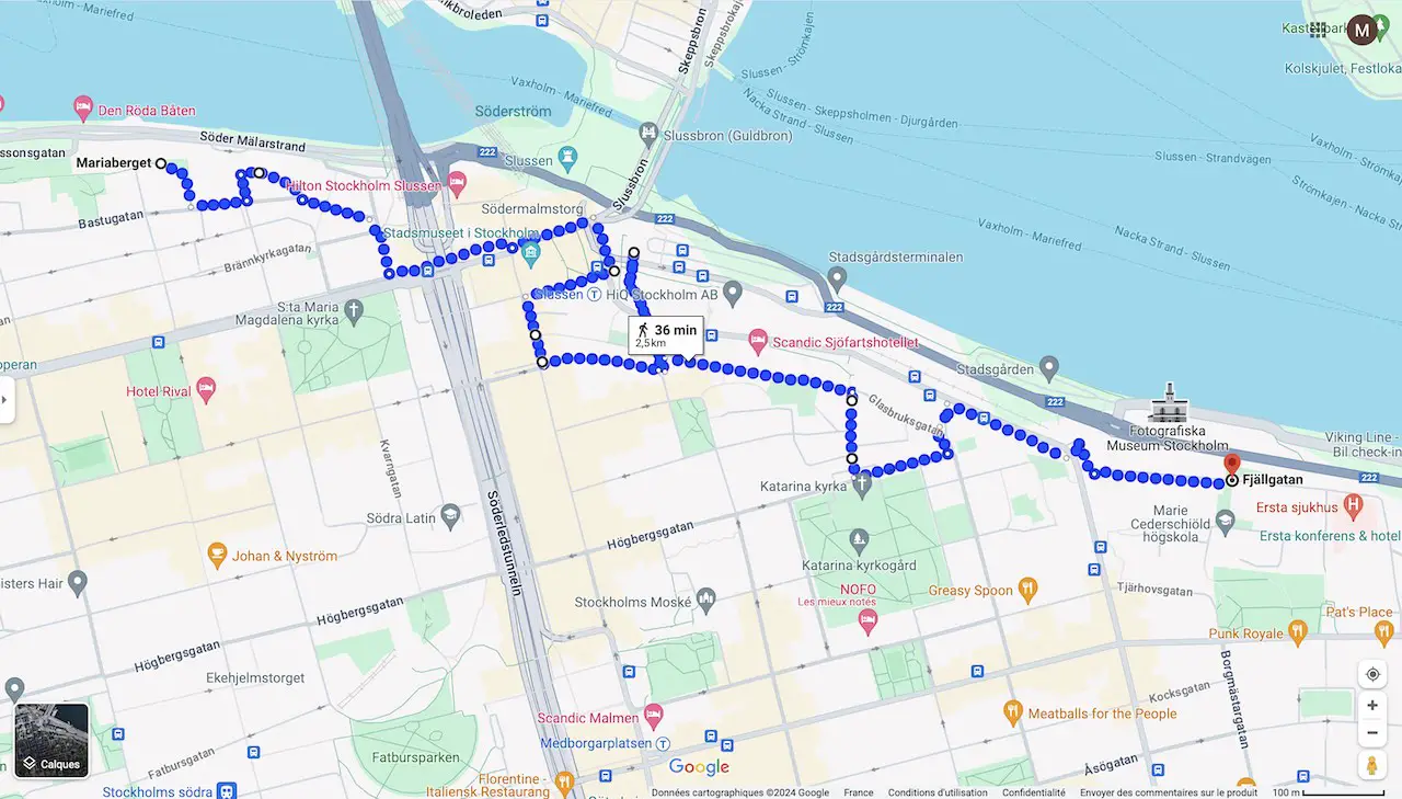 itinéraire schématique dans Södermalm