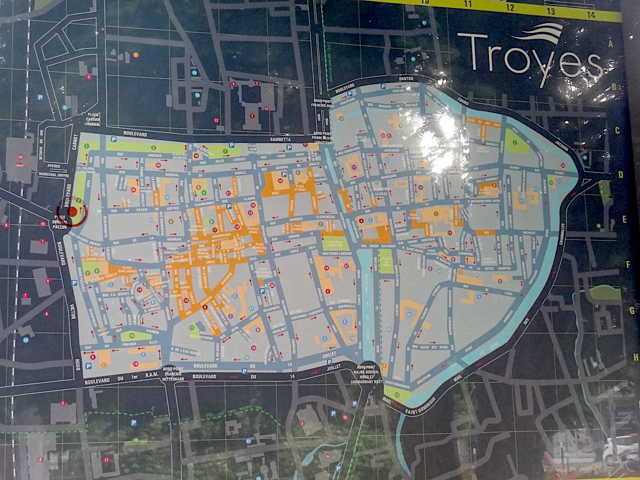 plan du centre de Troyes