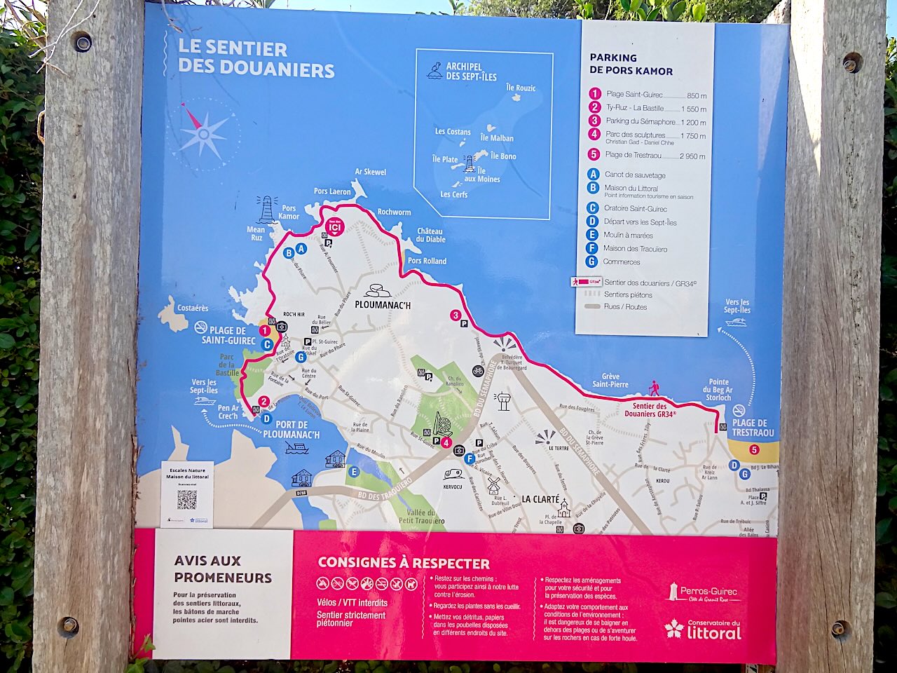 carte du sentier des douaniers de Perros Guirec