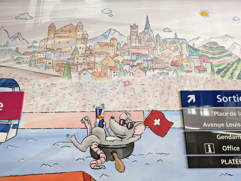 fresque dans le métro de Lausanne
