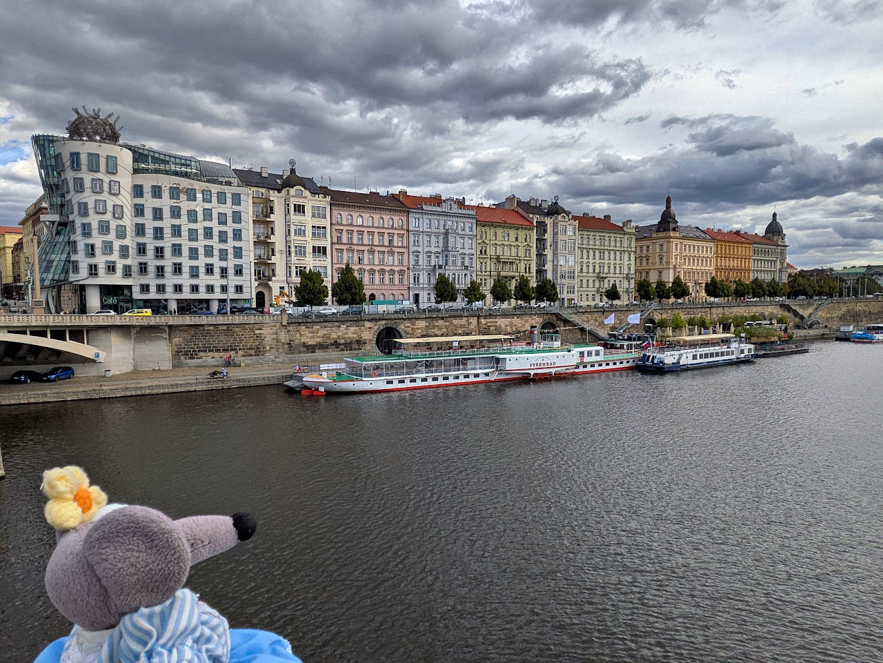Maison Dansante et quai à Prague