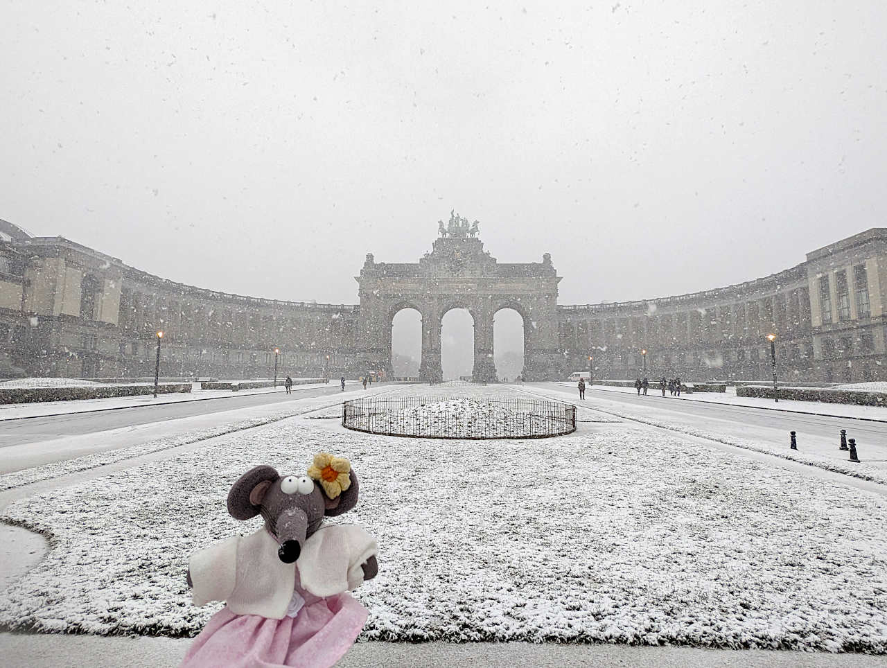 parc du Cinquantenaire Bruxelles sous la neige