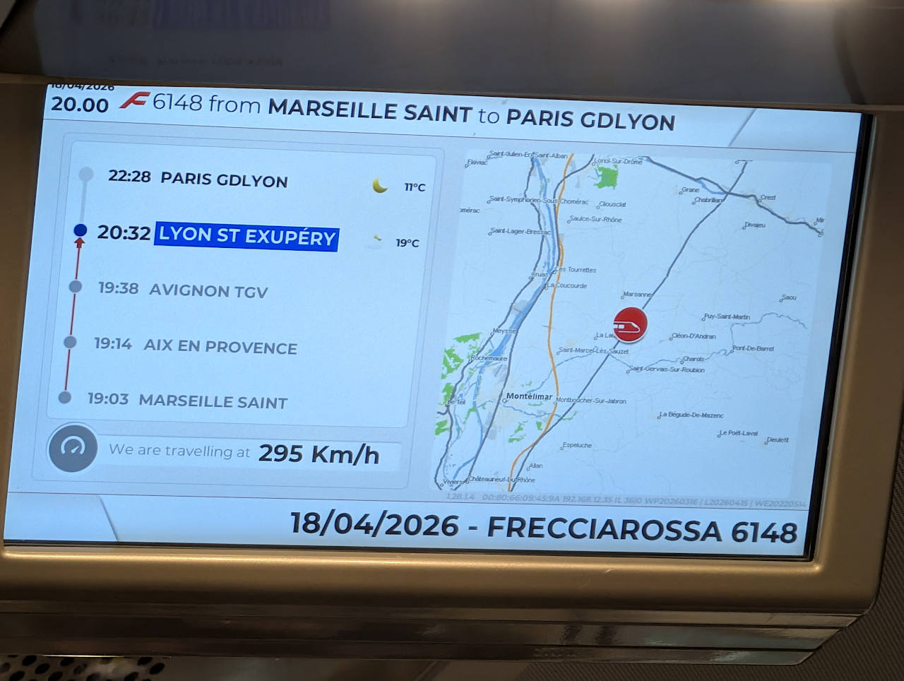 écran Trenitalia