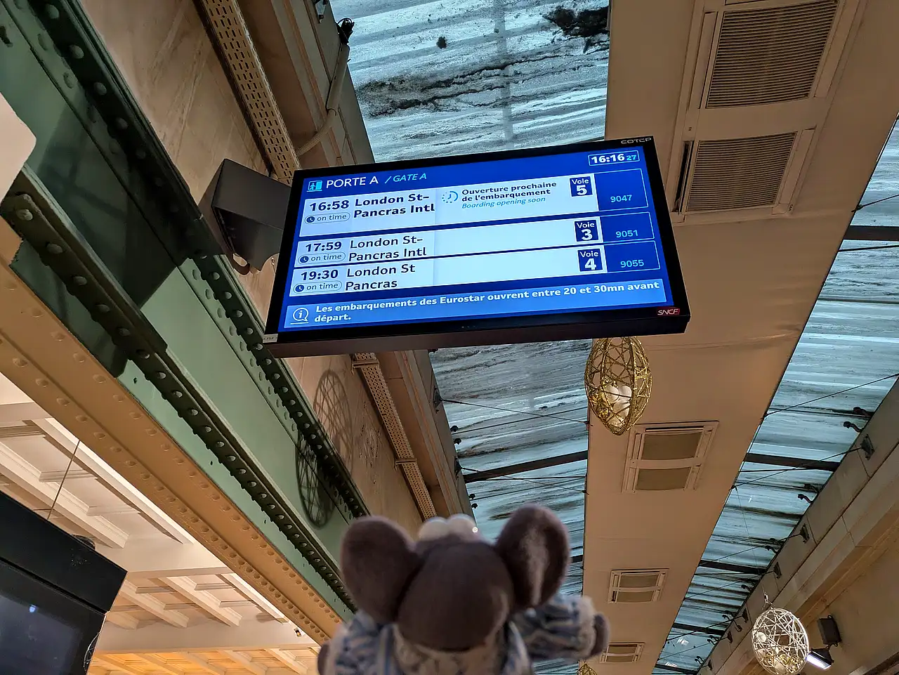 tableau d'affichage eurostar